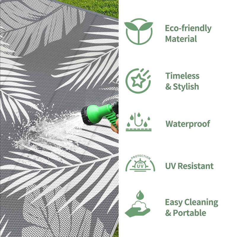 Reversible Outdoor Rug - Palm Leaf Design - 5'X8'
