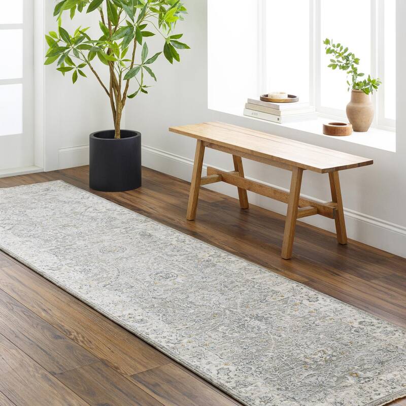 Livabliss Transitional Dresden Medallion Area Rug - 2'7" x 7'3" - Medium Gray