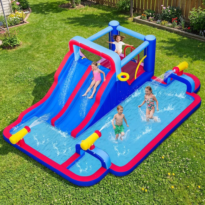 Costway Inflatable Water Slide Park Kids Bounce House Splash Pool - See Details