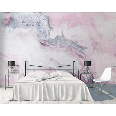 GK Wall Design Pink Marble Acrylic Style Splash Brush Art Modern Removable Wallpaper
