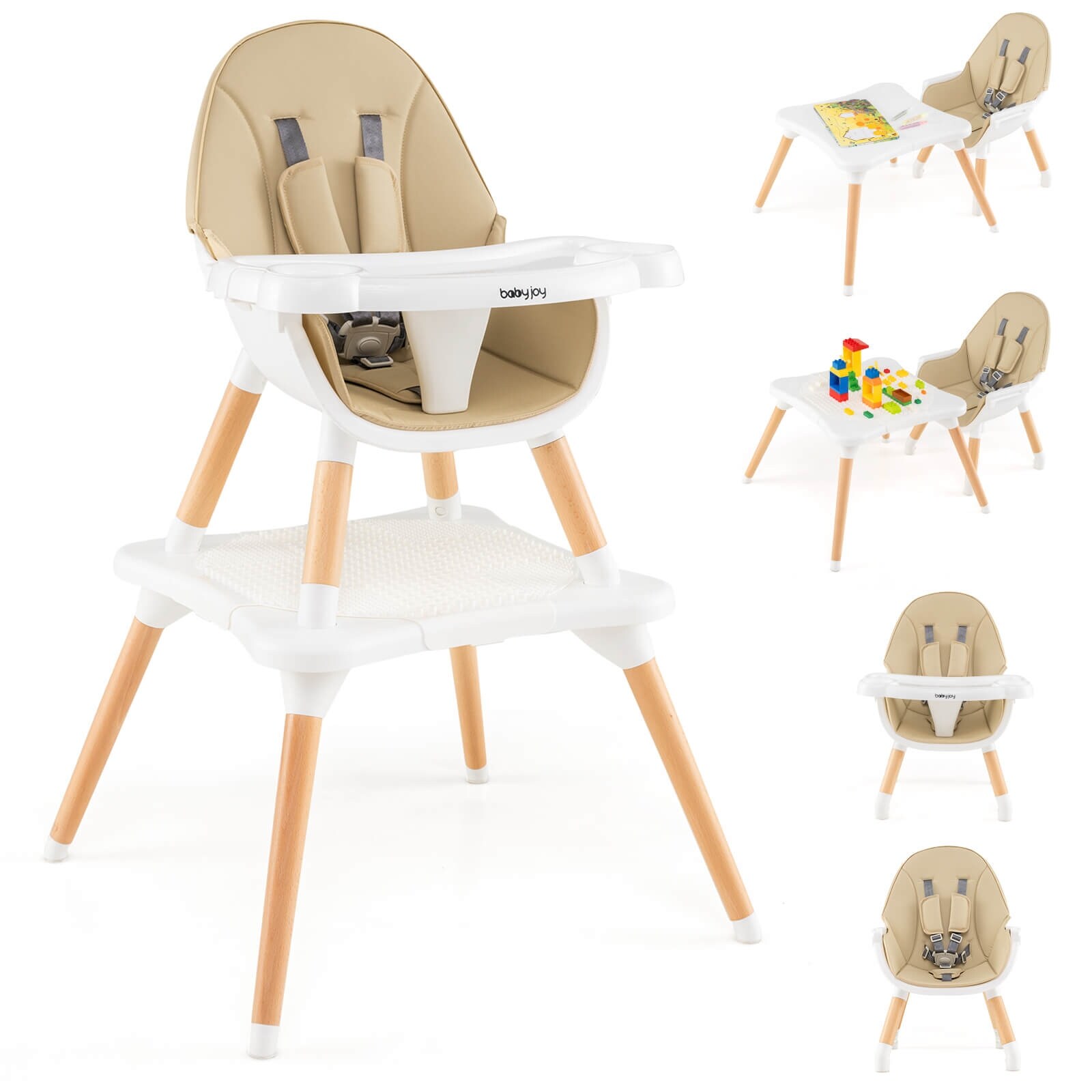 6-in-1 Baby Dining Chair with Double Removable Trays Bed Bath