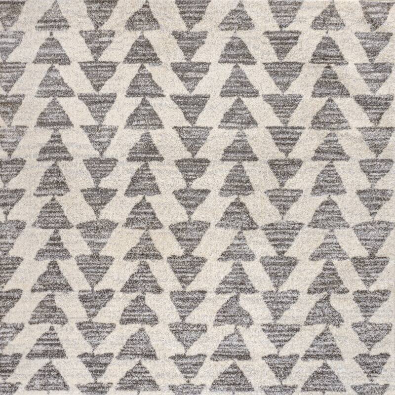 JONATHAN Y Khalil Moroccan Triangle Geometric Area Rug - 6' Square - Cream/Gray