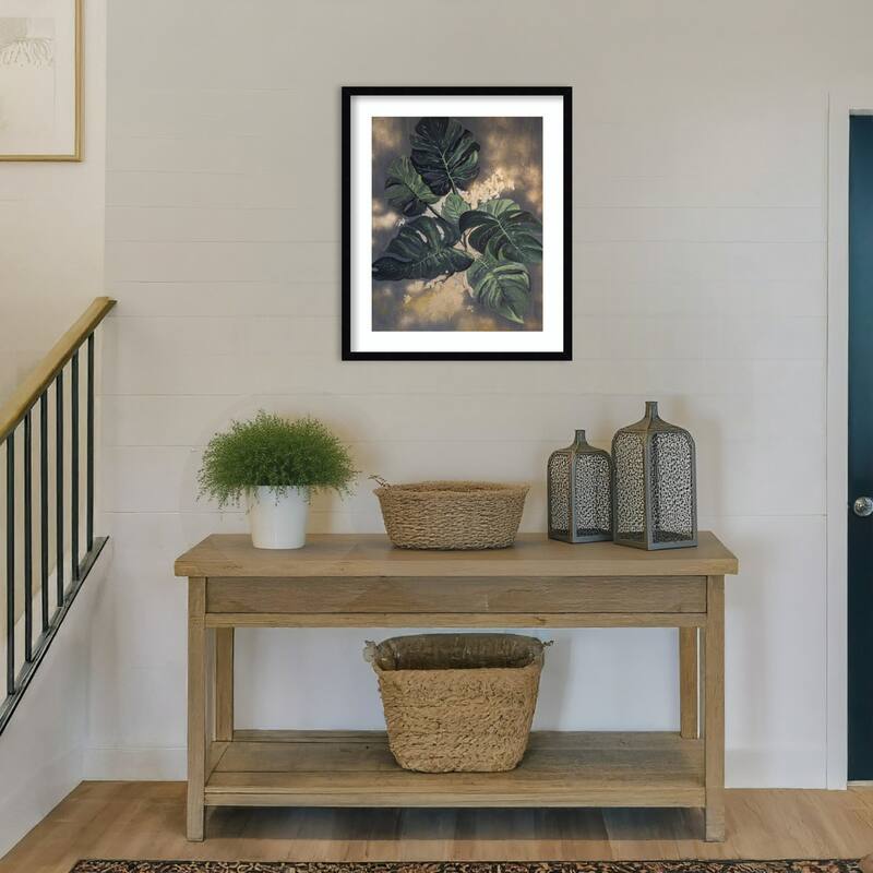 Gilded Monstera by Anete Purina-purite Wood Framed Wall Art Print