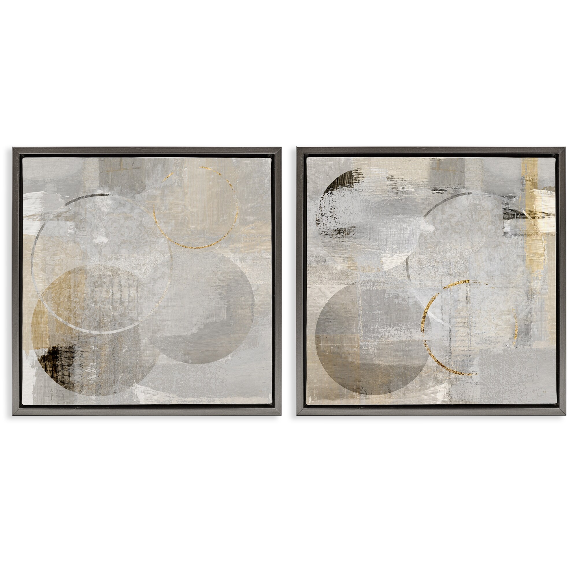 Stupell Brushed Muted Circle Shapes Framed Floater Canvas Wall Art Design By Susan Jill (Set of 2)