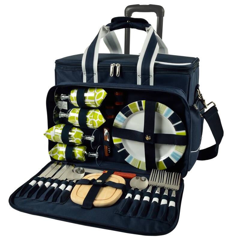 NCAA Georgia Tech Yellow Jackets Insulated Picnic Cooler with Service for Four on Wheels