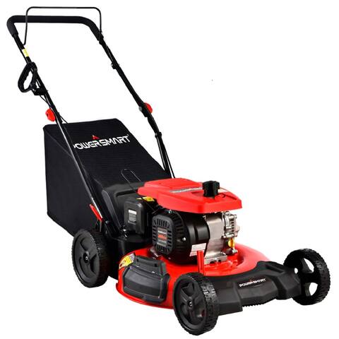 Power Smart Gas Powered Self Propelled Lawn Mower w/ 3 In 1 Cutting System, Red