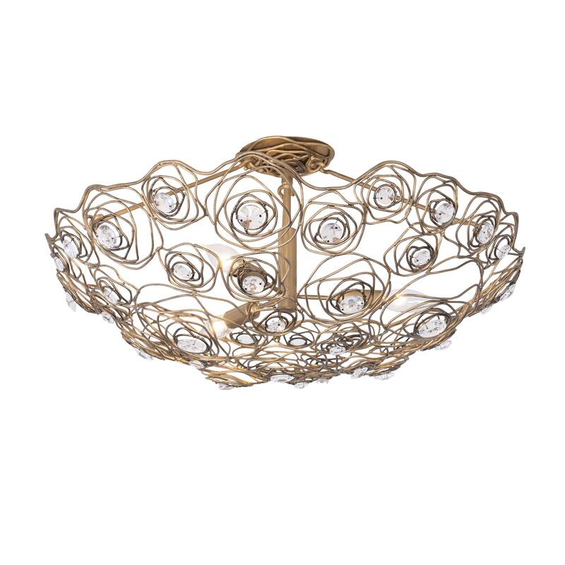 Varaluz Ethereal Rose 3-Light Inverted Semi-Flush Ceiling Light - Havana Gold Ombre - Havana Gold Ombre