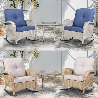 Gymojoy Outdoor Rocking Chairs Table with Cushions Set of 2