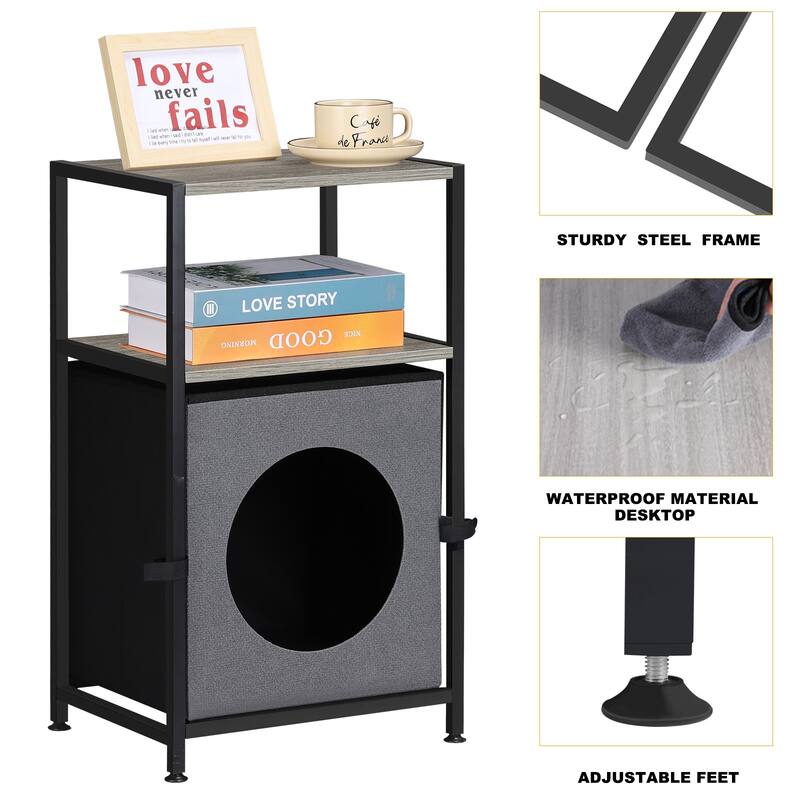 Hidden Cats House End Table with Storage Shelf