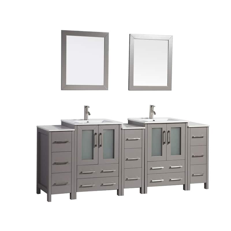 Vanity Art 84-Inch Double Sink Bathroom Vanity Set with Top and Free Mirrors - 84 X 18.1 X 35.8
