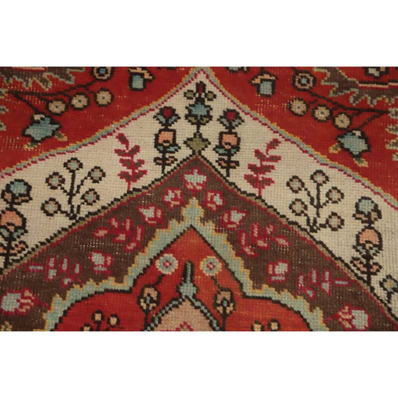 Hand Knotted Oriental 100% Wool Carpet Traditional Floral Oranges & Rust Tabriz Area Rug - 9' 1'' X 6' 4''