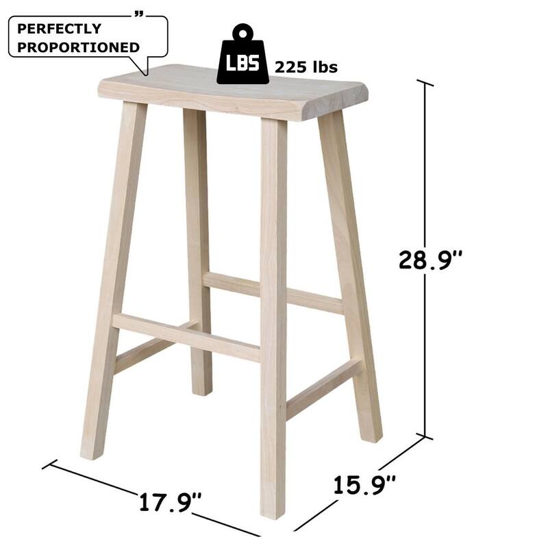 International Concepts Solid Wood Saddle Seat Dining Stool