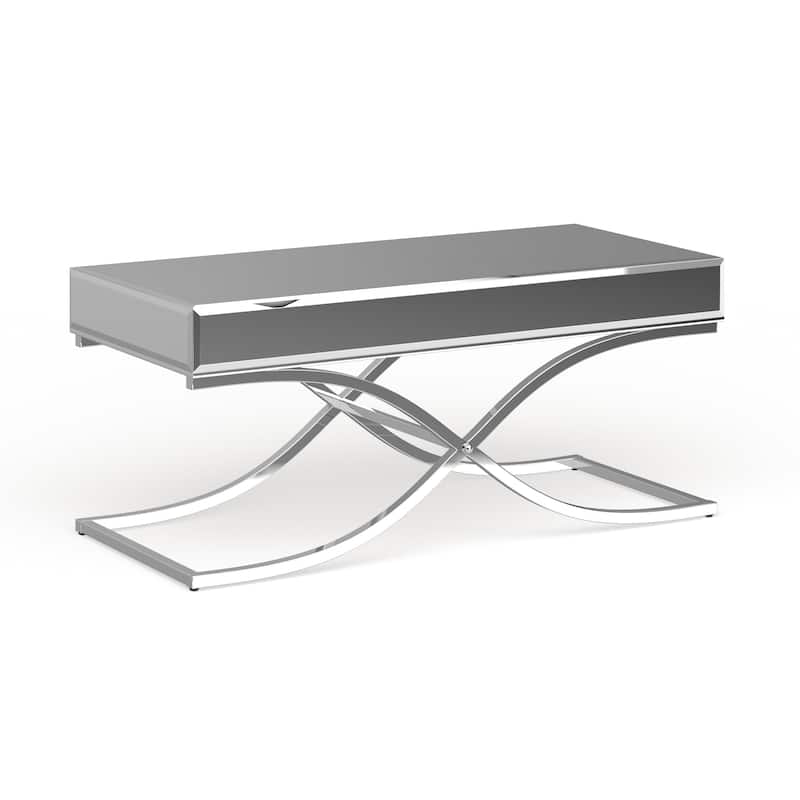 SEI Furniture Olivia Chrome Mirrored Coffee Table - Chrome - Glass