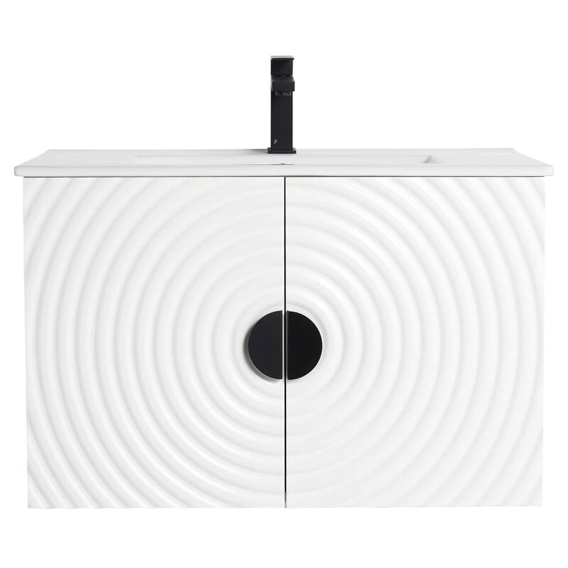 Pellabay Modern Bathroom Vanity with Fluted Circular Doors - Sink Included