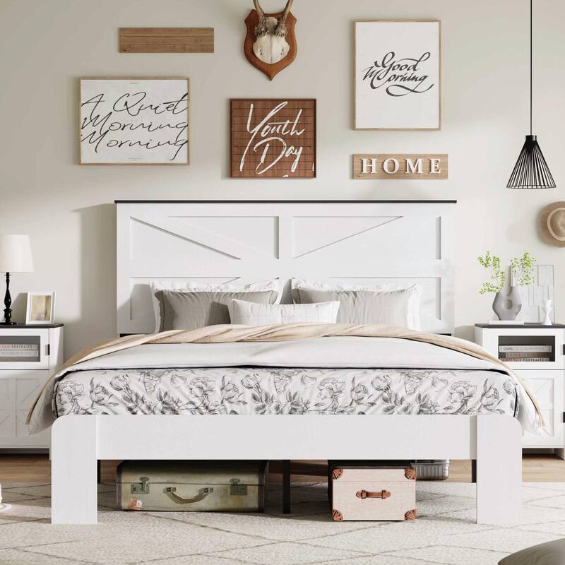 Modern Minimalist Bed with Headboard - Clean Lines Design