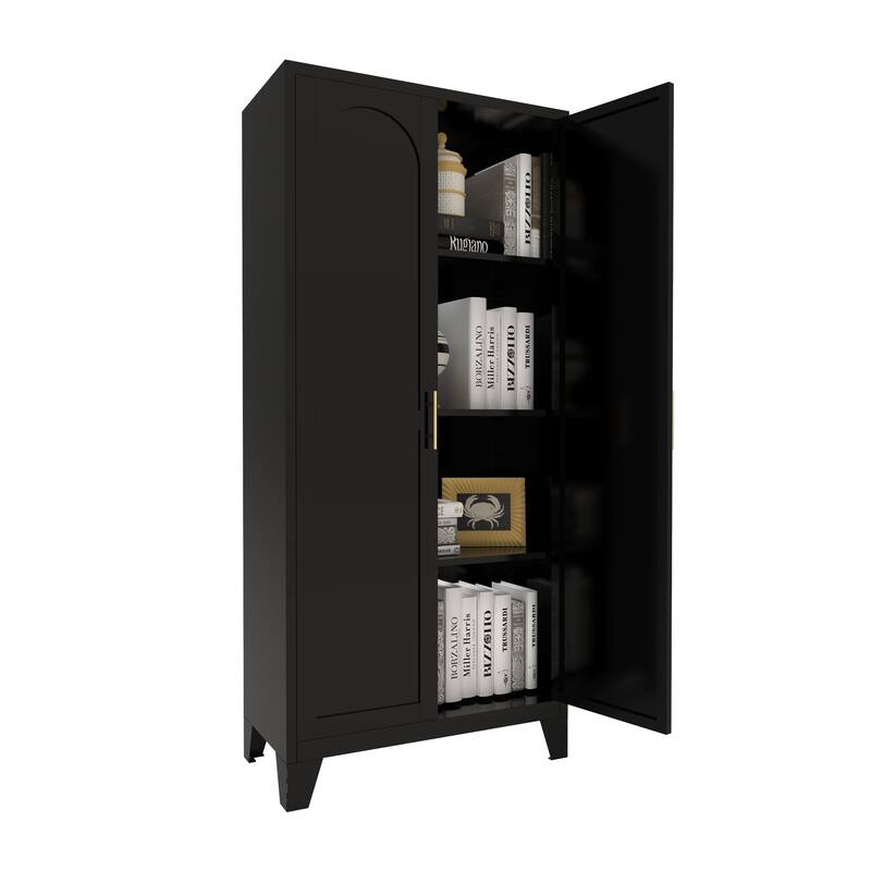 2 Shapely Doors Buffet Sideboard Accent Cabinet, Storage Cabinet with Doors and Adjustable Shelves