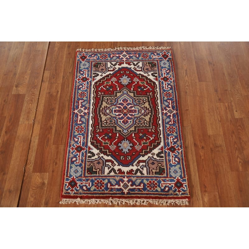 Heriz Serapi Rug Hand-Knotted Oriental Wool Carpet - 2'0"x 3'0"