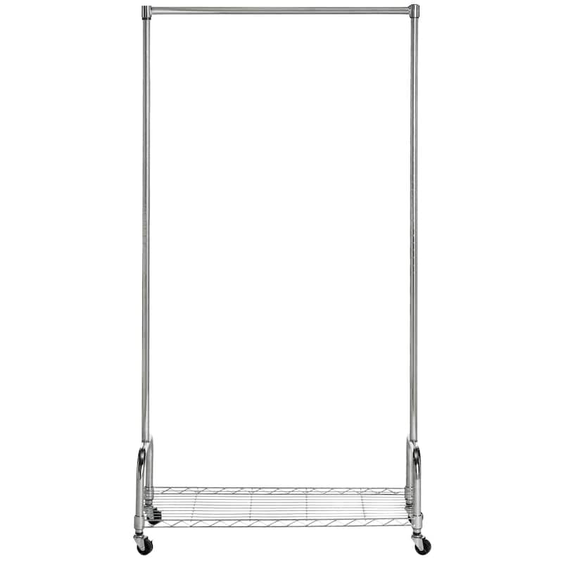 SAFAVIEH Storage Collection Christian Chrome Wire Single Rod Clothes Rack - 35.4" x 13.8" x 63"