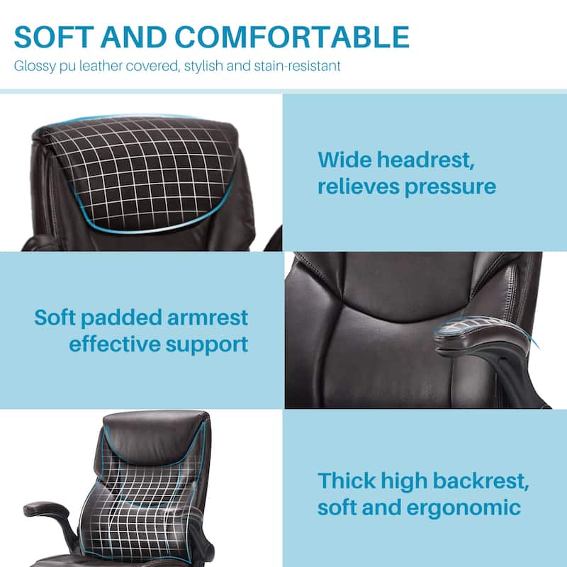 Home Computer Gaming Chair, Ergonomic High Back Heavy Duty Task Desk Office Chairs with Wheels, Flip-up Arms, Adjustable Height