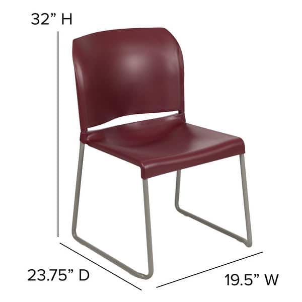 dimension image slide 1 of 5, 5 Pack 880 lb. Capacity Full Back Contoured Sled Base Stack Chair - 23.75"D x 19.5"W x 32"H