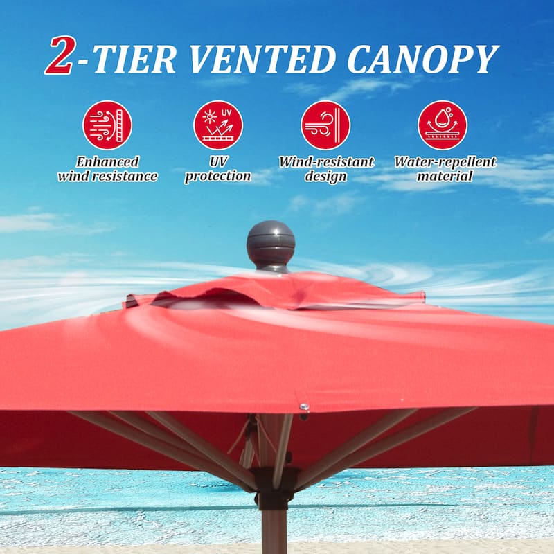 GDFStudio - Rectangular Patio Umbrella with Crank Lift and Multi-Angle Tilt, UV-Resistant Outdoor Shade