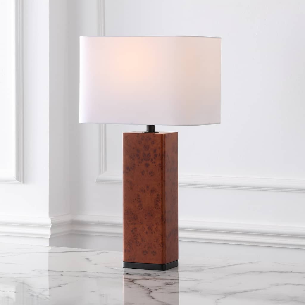 SAFAVIEH Couture Elsee Burl Wood Table Lamp - 15"W x 12"D x 27"H