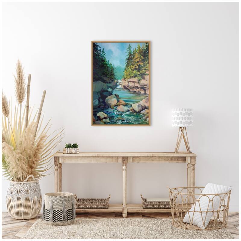 Kate and Laurel Sylvie Rocky Rapids Framed Canvas by Rachel Christopoulos