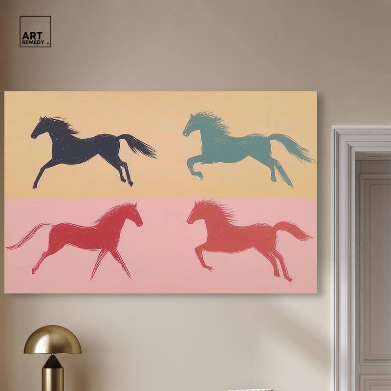 Galloping Quartet Canvas by Art Remedy, Gallery Wrapped