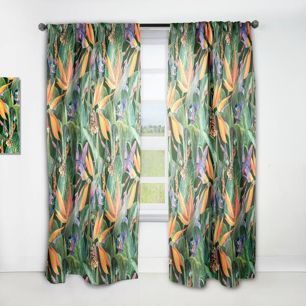 Designart 'Tropical Pattern with Exotic Flowers' Tropical Curtain ...