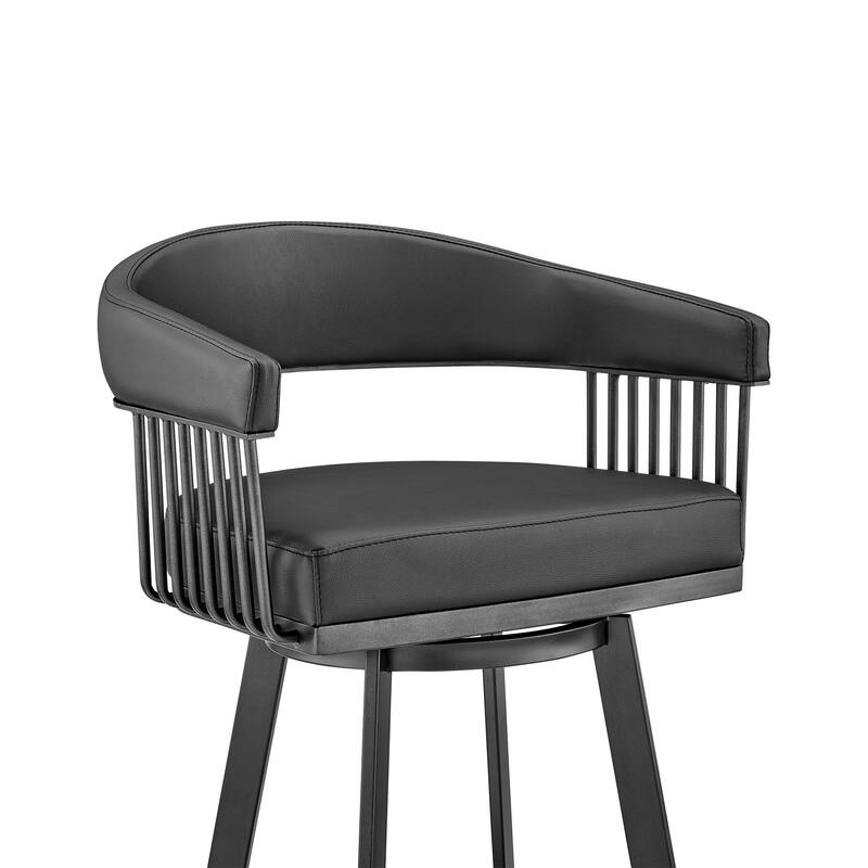Modern Swivel Low Back Bar Height Stool Chair with Iron Frame and Metal Finish Perfect for Kitchen Island