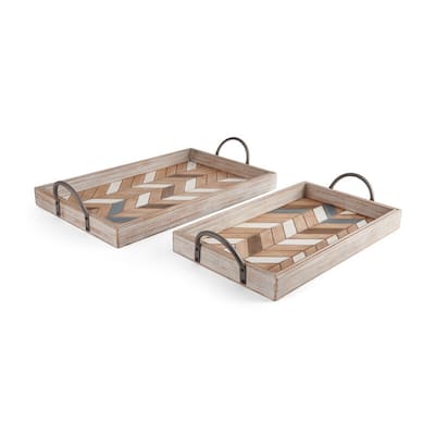 Elements Set of 2 Parquet Trays, 21, 23 Inch