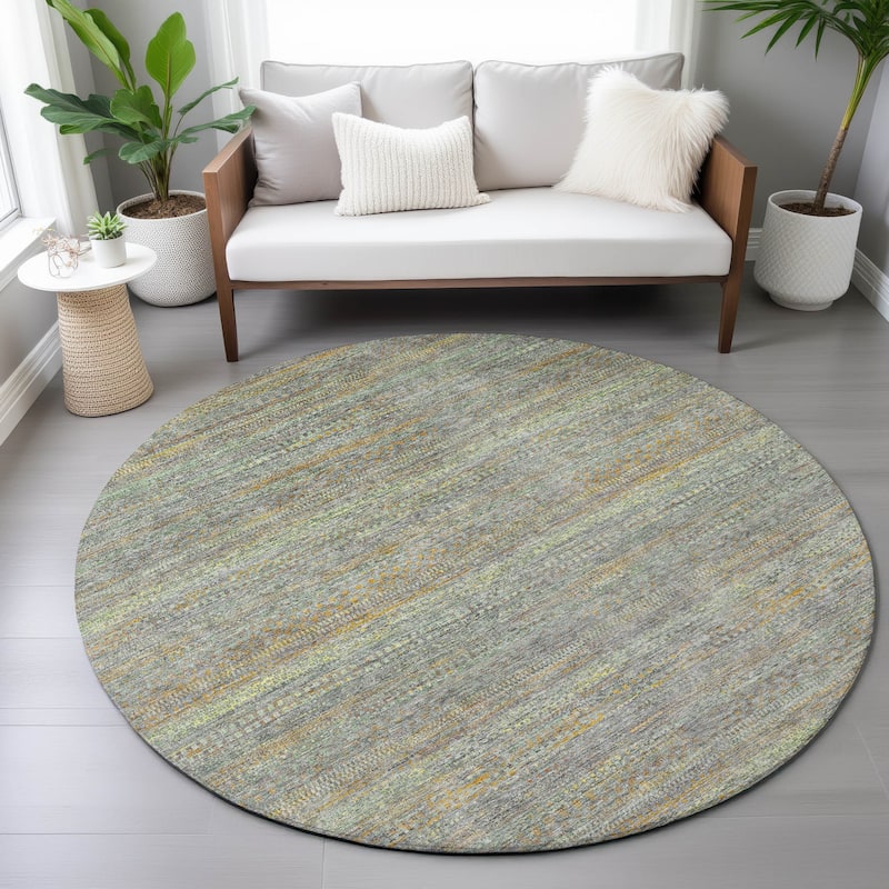 Machine Washable Indoor/Outdoor Modern Stripes Chantille Rug
