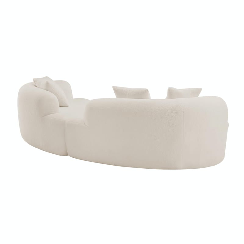 Curved Four-Seater Sofa - White Full Compression Sponge with Teddy Velvet Fabric