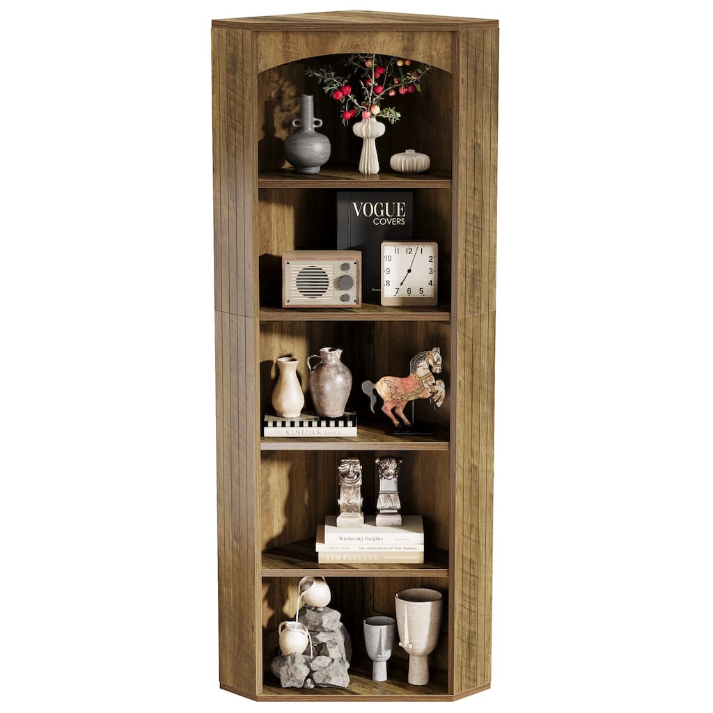 Freestanding Corner Storage Cabinet, 70.9" Tall Corner Bookshelf