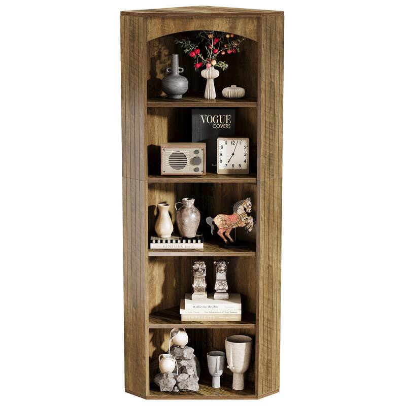 Freestanding Corner Storage Cabinet, 70.9" Tall Corner Bookshelf