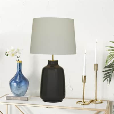 Crestview Contemporary Glazed Ceramic Table Lamp - Grey - 26" x 15"