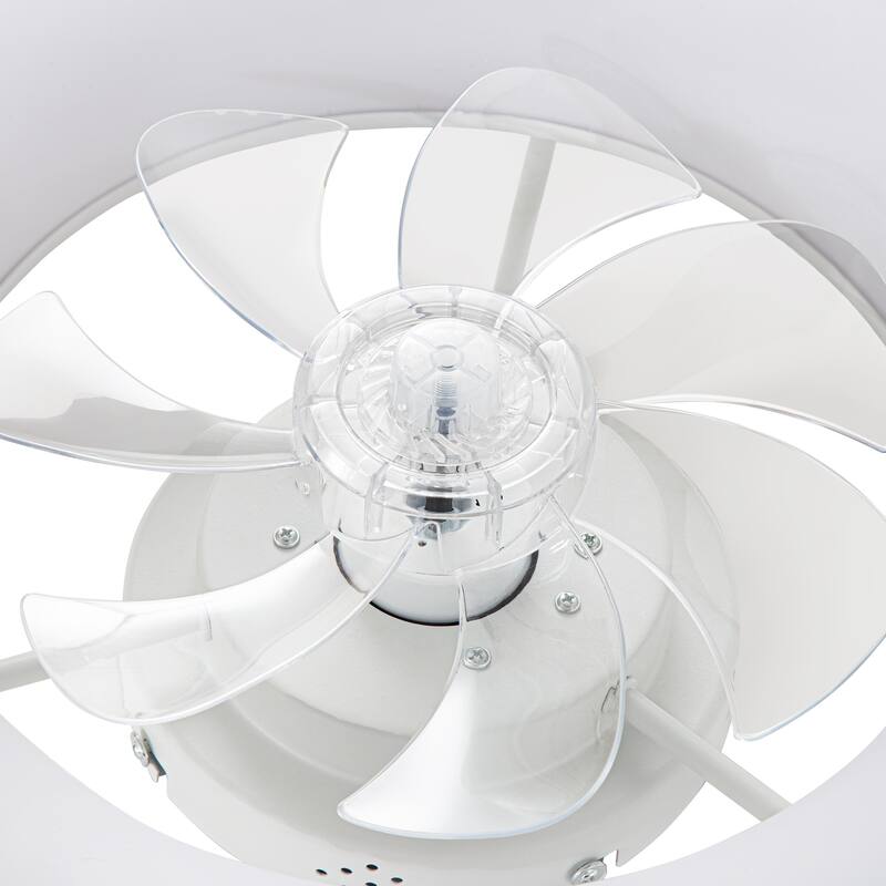 19.3" White Flush Mount 7-Blade Ceiling Fan with Remote and Dimmable LED Light, Stepless Color Temperature