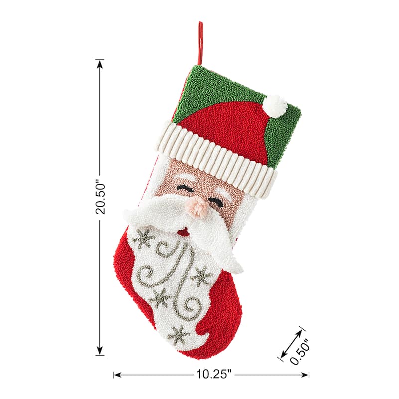 Glitzhome 20.5"L Santa Snowman Nutcracker Hooked Christmas Stocking