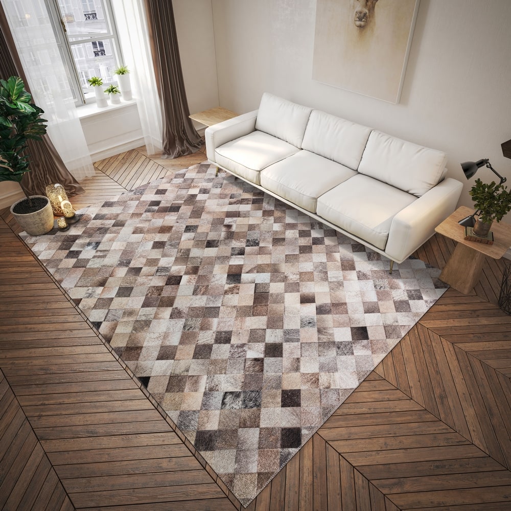 Laredo Diamond Faux Hide Patchwork Area Rug.