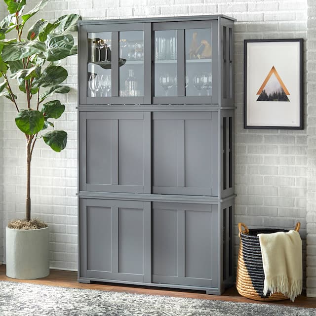 Porch & Den Jefferson Sliding Glass Door Stackable China Cabinet