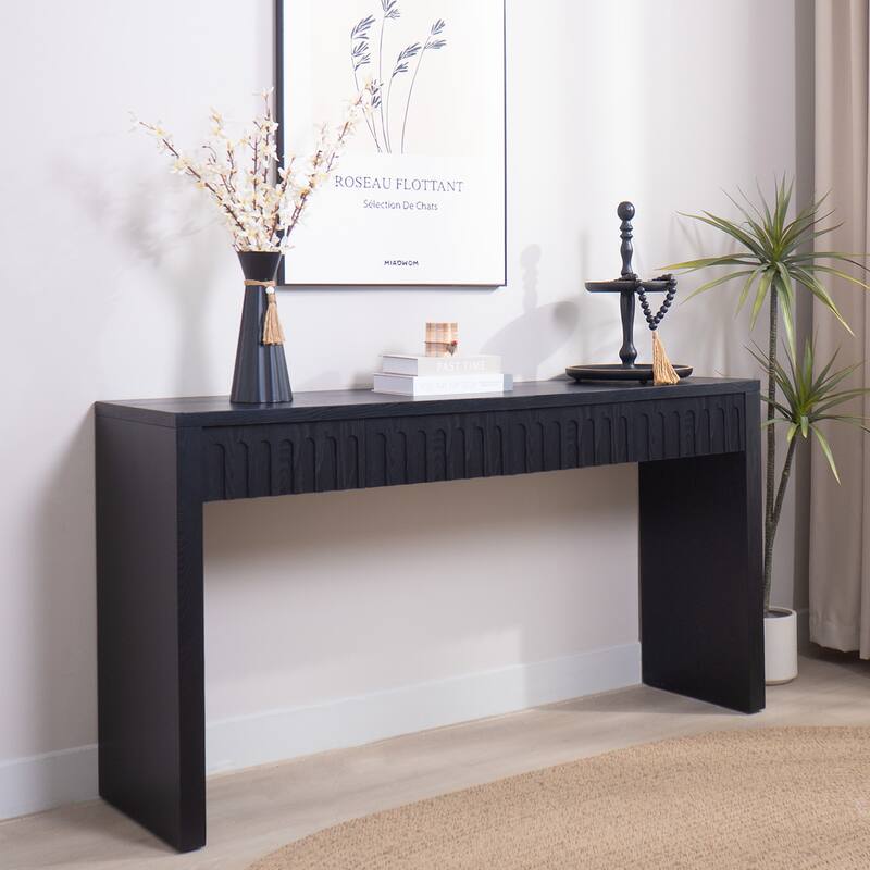 59.2" Entryway Modern Console Table with 4 Drawers in Natural