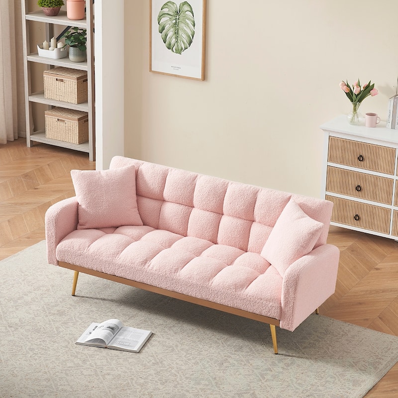 69"Teddy Adjustable Sofa - Pink