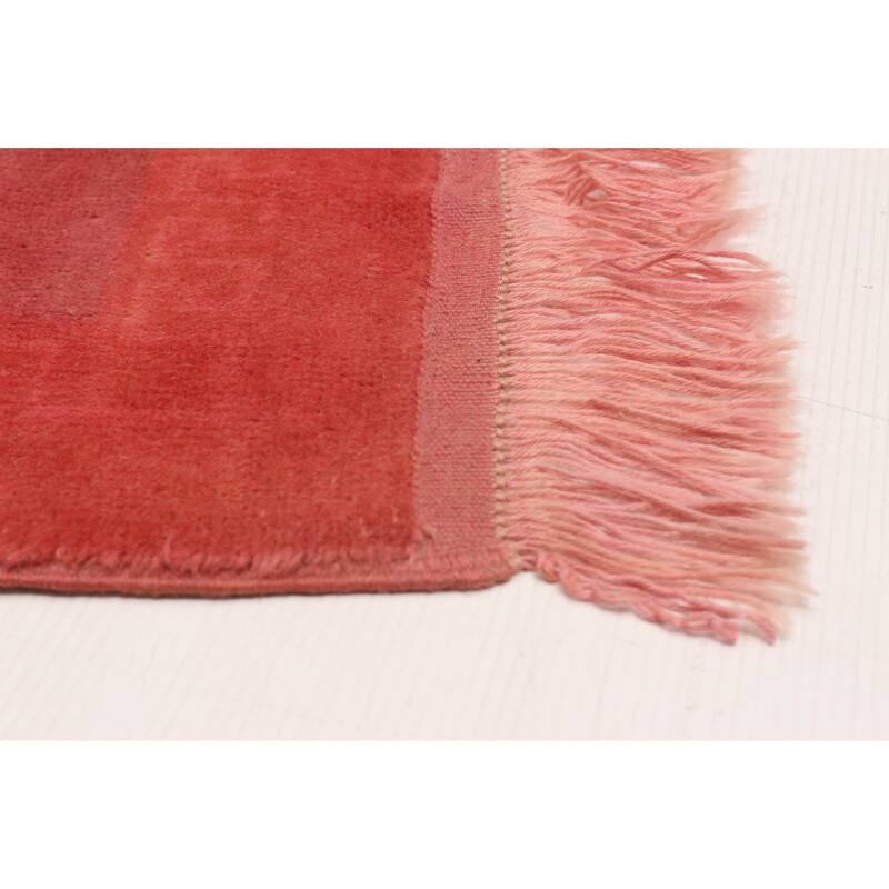 ECARPETGALLERY Hand-knotted Color Transition Dark Pink Wool Rug - 5'11 x 8'10