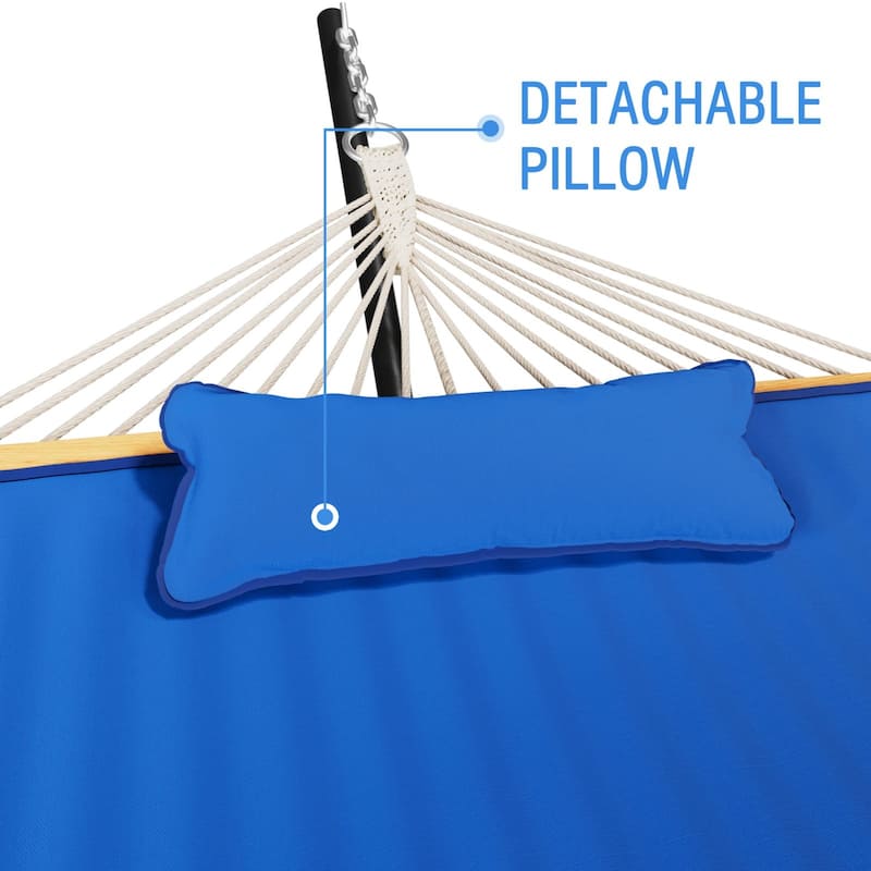 VEIKOUS 12 ft. Quilted Camping Portable Hammock with Stand and Detachable Pillow for 2-Person
