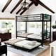 preview thumbnail 30 of 41, Metal Twin over Twin Bunk Bed with Trundle and Guardrail, Silver