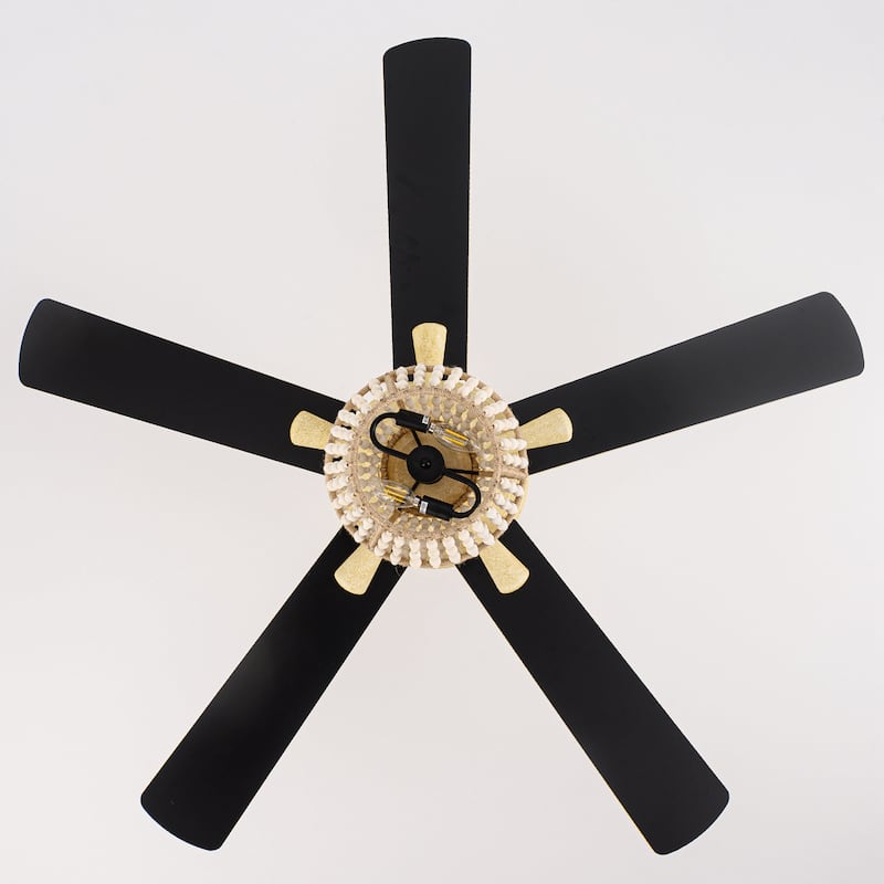 52-in Boho 5-Blade Sand Gold Reversible Cage Ceiling Fan with Remote and Light Kit - 52-in W