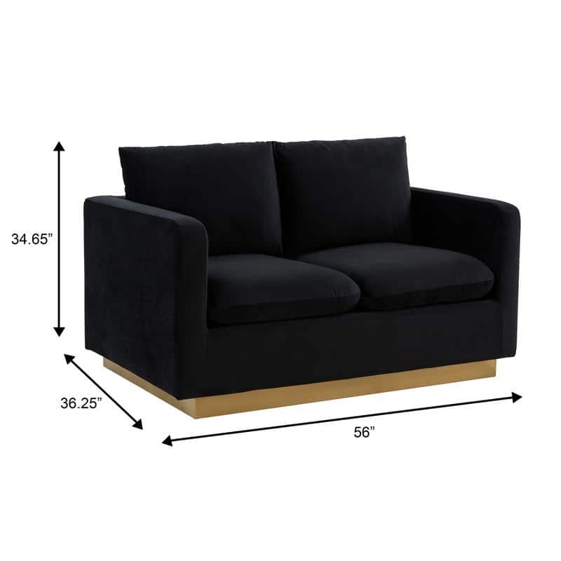 Nervo Modern Accent Chair Velvet Sofa Loveseat With Gold Base & Cushions, Mini Couch for 2 people for Living Room & Bedroom