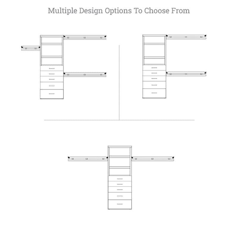 John Louis Home Solid Wood Reach-In Simplicity Closet System with 5-Drawers Red Mahogany