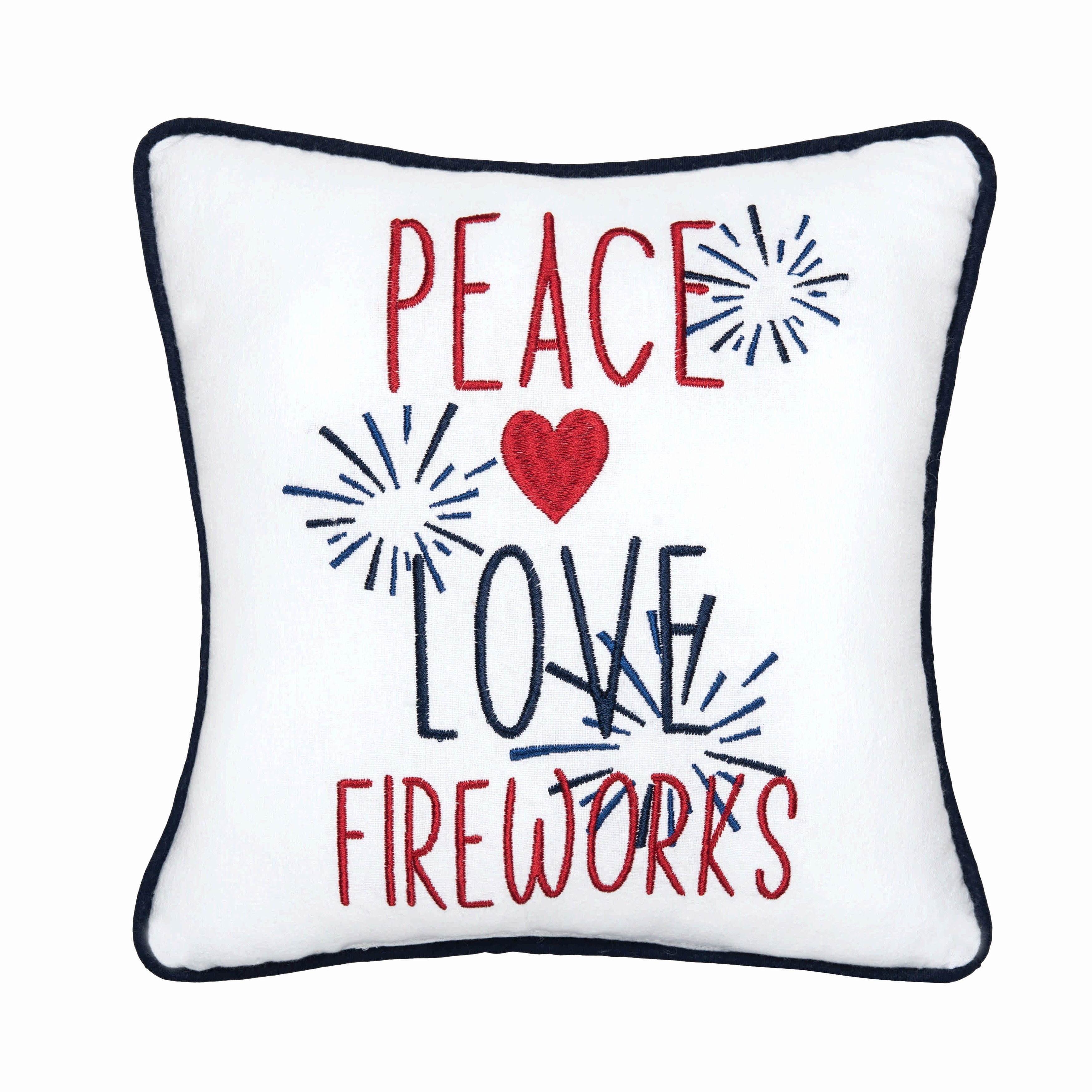 Peace Love Fireworks Accent Petite Throw Pillow, 10" x 10"