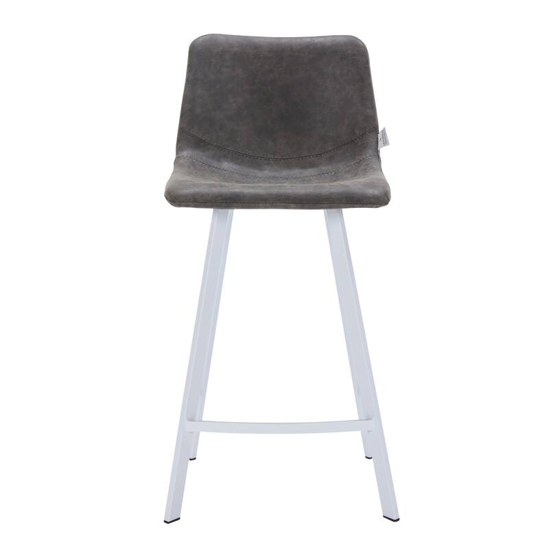 35-Inch Leather Counter Stool Padded Seat Stainless Steel Base and Footrest